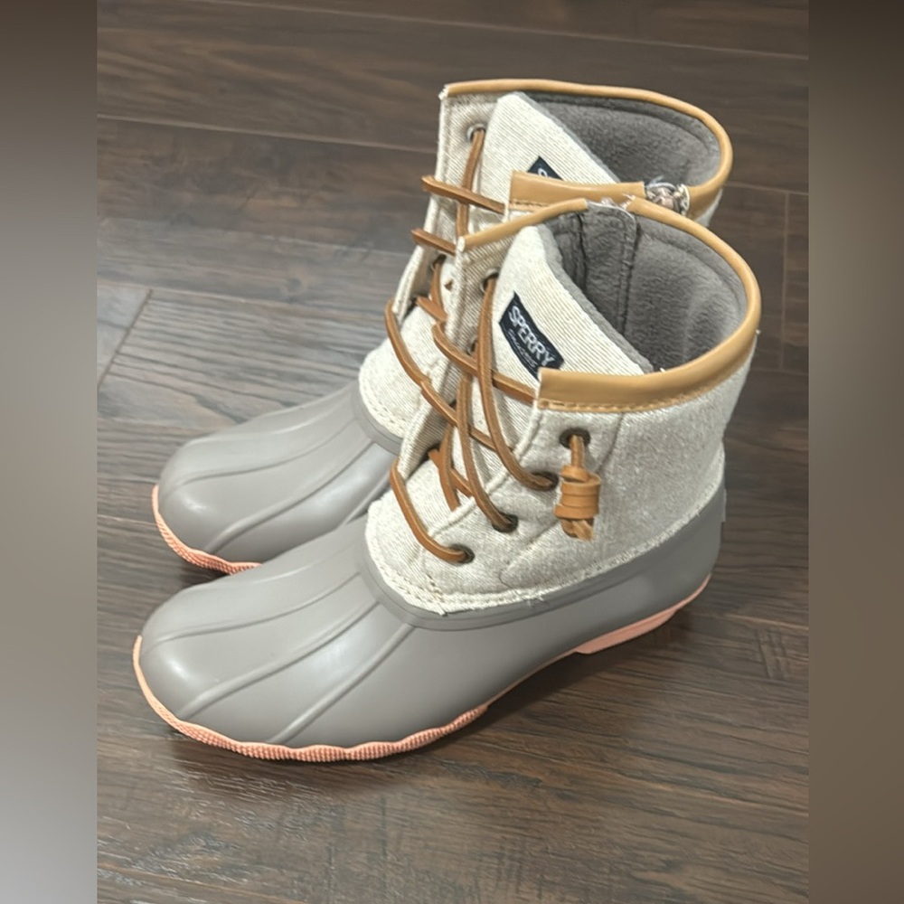 Sperry Gray and Tan Rain & Snow Boots Waterproof Ankle-Height